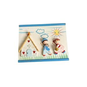 2 Adorable 3D Wooden‎ Wall Plaques 1960s Jack & Jill Nursery Rhymes